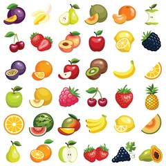 Fotobehang Fruit icon collection - color illustration © Hein Nouwens