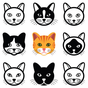 Cat face icon collection - illustration 