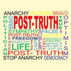 Post-Trutn word cloud background concept