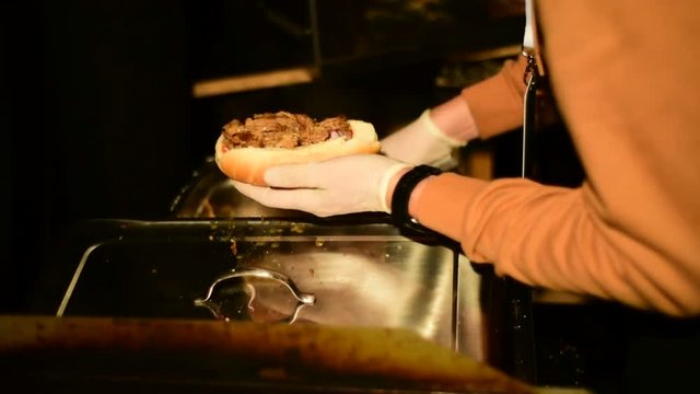 Making of the luxury hot dog
