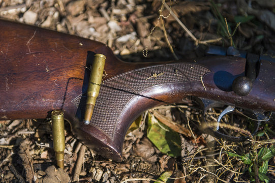 Hunting Rife at Rhino-poachers crime scene