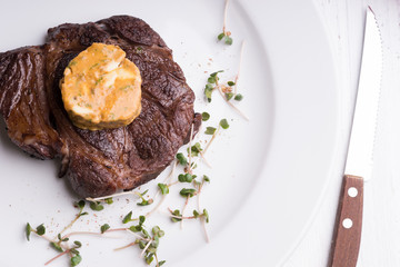 beef steak with Cafe de Paris Butter - 132114430