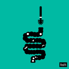 Intestine icons. Human Intestines. Purification of human colon