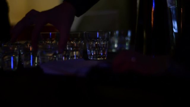 Alcohol in glasses at the party in night club
