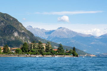 View of Menaggio against the Alps, Italy