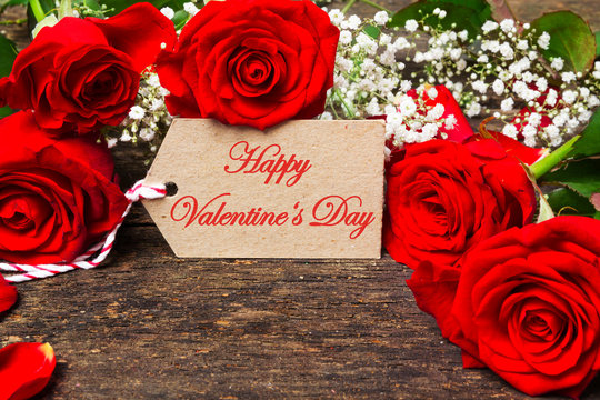 Grußkarte Valentinstag mit roten Rosen