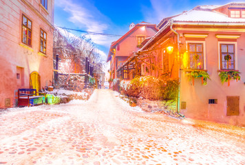 Sighisoara christmas street, Transylvania, Romania
