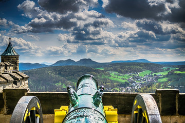 old cannon at koenigstein fortress in saxon switzerland