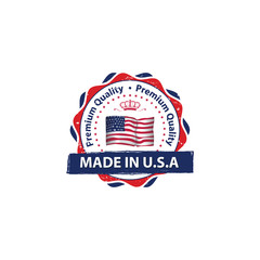 Made in USA, Premium Quality elegant grunge label / stamp. Contains the map and the flag of the United States of America. Print colors used