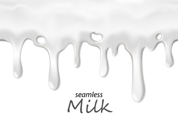 Seamless dripping milk repeatable isolated on white