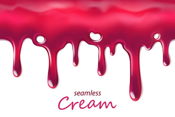Seamless dripping pink cream repeatable isolated on white