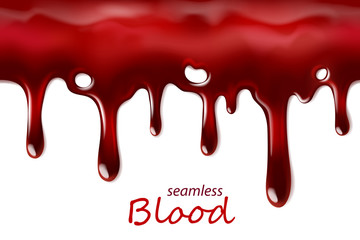 Seamless dripping blood repeatable isolated on white - obrazy, fototapety, plakaty