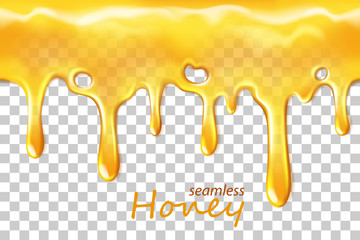 Seamless dripping honey repeatable isolated on transparent - 132119457