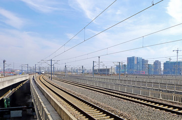 Fototapeta na wymiar High-speed train railway