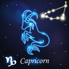 Naklejka premium Light symbol of sea goat to Capricorn of zodiac and horoscope