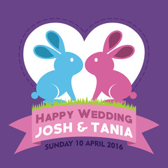 wedding invitation with bunny illustration