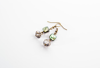 Fashionable earrings isolated on white background, jewelry for women