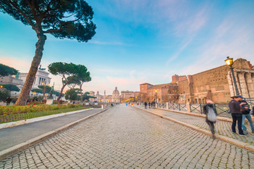 walking near Imperial Forum