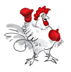 Fighting rooster cartoon character. Vector illustration. - 132122697