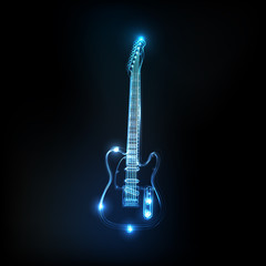 Fototapeta premium Neon guitar easy all editable