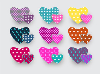 Set of colorful heart shape. Abstract heart shape.