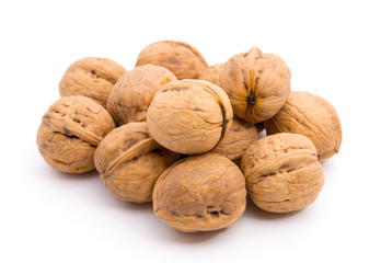 Walnuts isolated in white background.