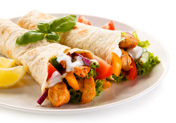 Kebabs - grilled meat and vegetables 
