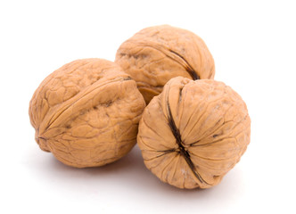 Walnuts isolated in white background.