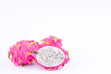 dragon fruit (dragonfruit) or pitaya on white background healthy dragonfruit organic  food isolated

