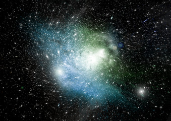 Stars, dust and gas nebula in a far galaxy