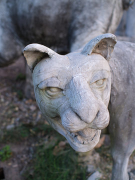 Old Cement Lion Statue