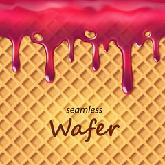 Seamless wafer and dripping pink cream repeatable