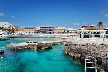 Waterfront shopping area in George Town, Grand Cayman - obrazy, fototapety, plakaty