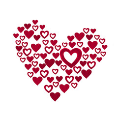 Red or burgundy colors Hearts isolated on white background. For Valentines day watercolor hand paint. Detail or closeup brush stroke pattern. 