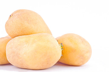  fresh  potatoes tubers on white background healthy potato Vegetable food isolated
