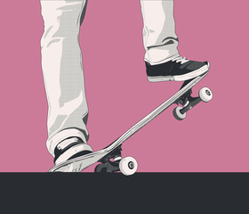 skateboard trick - nosegrind - obrazy, fototapety, plakaty