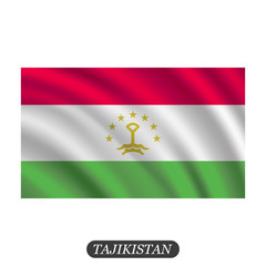 Waving Tajikistan flag on a white background. Vector illustration