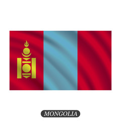 Waving Mongolia flag on a white background. Vector illustration
