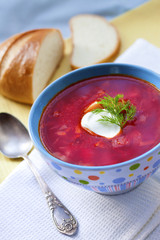 Borsch - traditional Ukrainian beetroot and cabbage soup