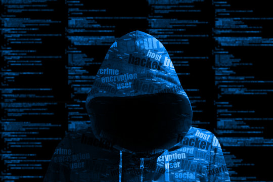 Hoody hacker blue cybersecurity computer code information security