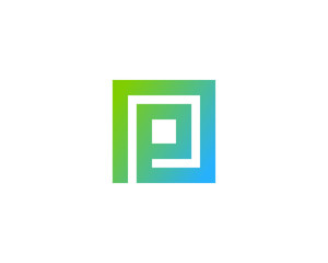 Letter P Square Initial Logo Design Element