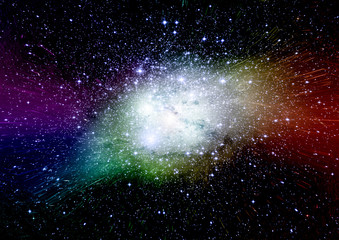 Stars, dust and gas nebula in a far galaxy