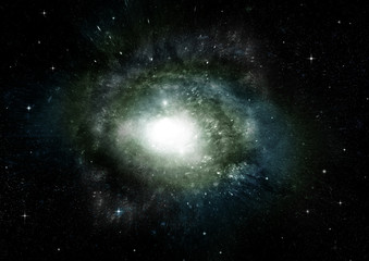 Stars, dust and gas nebula in a far galaxy