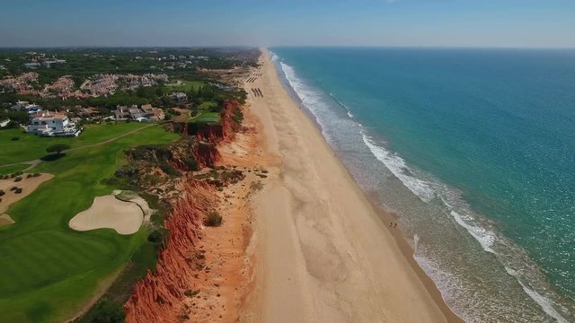 Aerial. Sandy coasts beaches filmed from the sky drone.