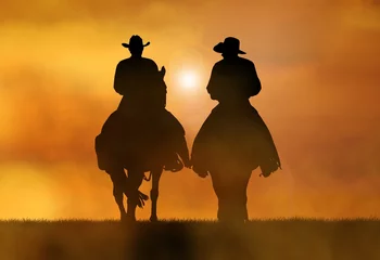 Selbstklebende Fototapeten Cowboys auf Pferden © MiKa