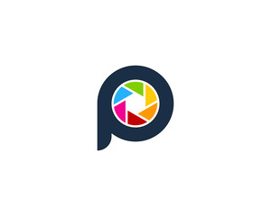 Letter P Camera Initial Logo Design Element