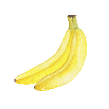 Watercolor Banana Hand-Painted Isolated
