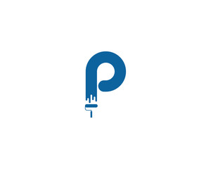Letter P Paint Initial Logo Design Element