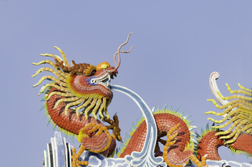 Asia culture concept - Roof with beautiful decoration of famous heritage landmark, the traditional...