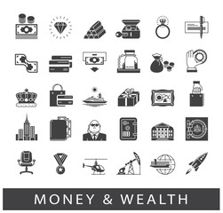 Set of premium quality money and wealth icons. Collection of financial icons. 